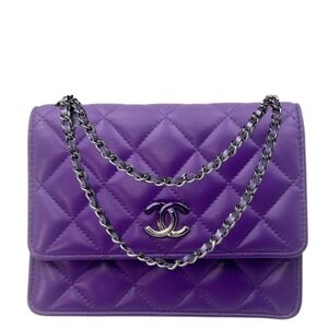 BNIB! Ultra Rare! Chanel CC Lambskin Gradient Ombre Mini PURPLE Bag! WOC SILVER
